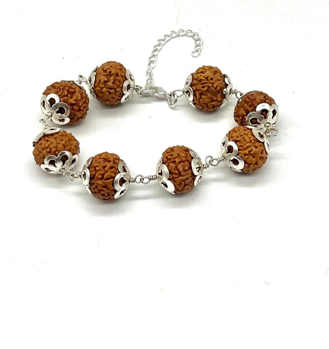 Natural 7 Mukhi Rudraksha Bracelet with Metal Caps for Laxmi Blessing - RatnaSetu