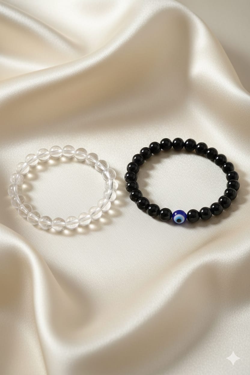 Black Onyx Evil Eye Protection Bracelet for Strength & Grounding - RatnaSetu