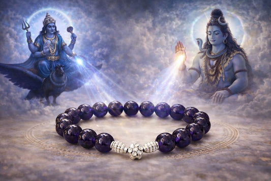 Luxury 925 Silver Amethyst Healing Crystal Bracelet for Peace & Calm - RatnaSetu