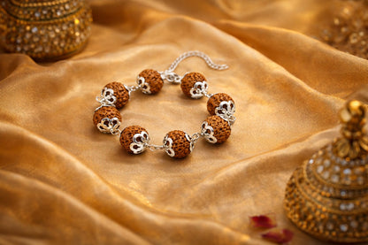 Original 7 Mukhi Rudraksha Bracelet with Pendant Combo Set (Metal Caps) | RatnaSetu