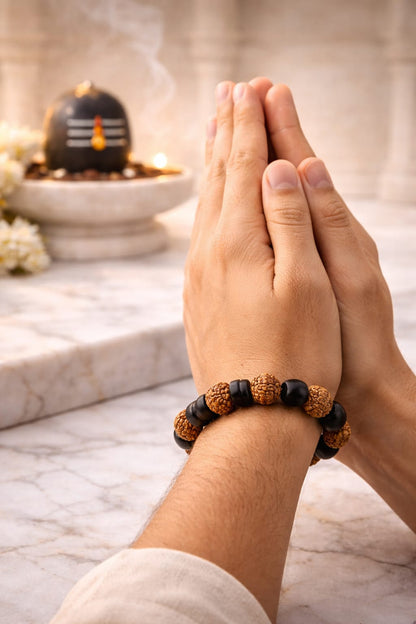 Natural Karungali Rudraksha Bracelet for Protection & Negative Energy Removal - RatnaSetu