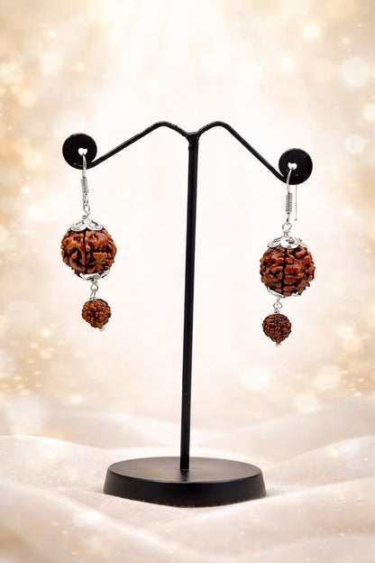 Natural 5 Mukhi Rudraksha Earrings for Peace & Mental Clarity - RatnaSetu