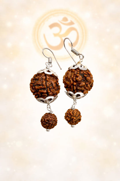 Natural 5 Mukhi Rudraksha Earrings for Peace & Mental Clarity - RatnaSetu