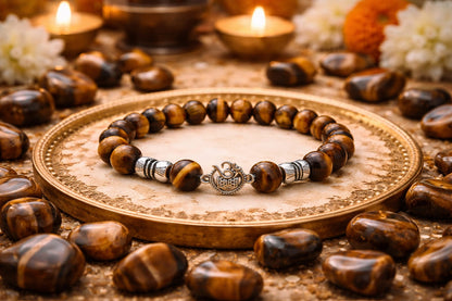 Premium Tiger Eye Natural Crystal Bracelet with 925 Sterling Silver - RatnaSetu