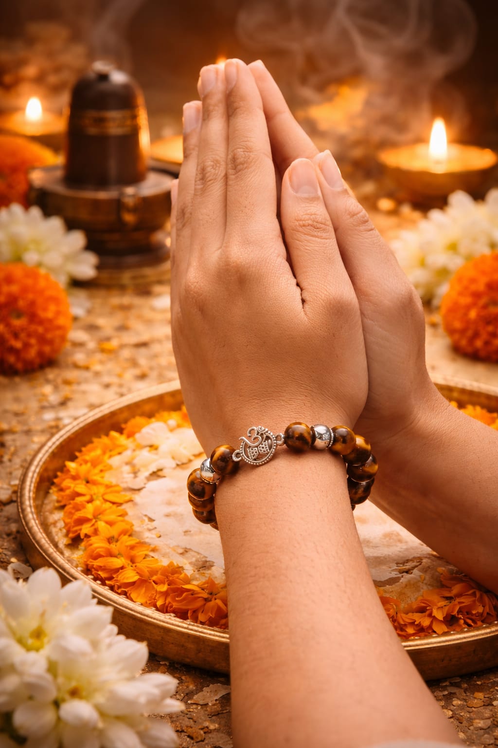 Premium Tiger Eye Natural Crystal Bracelet with 925 Sterling Silver - RatnaSetu