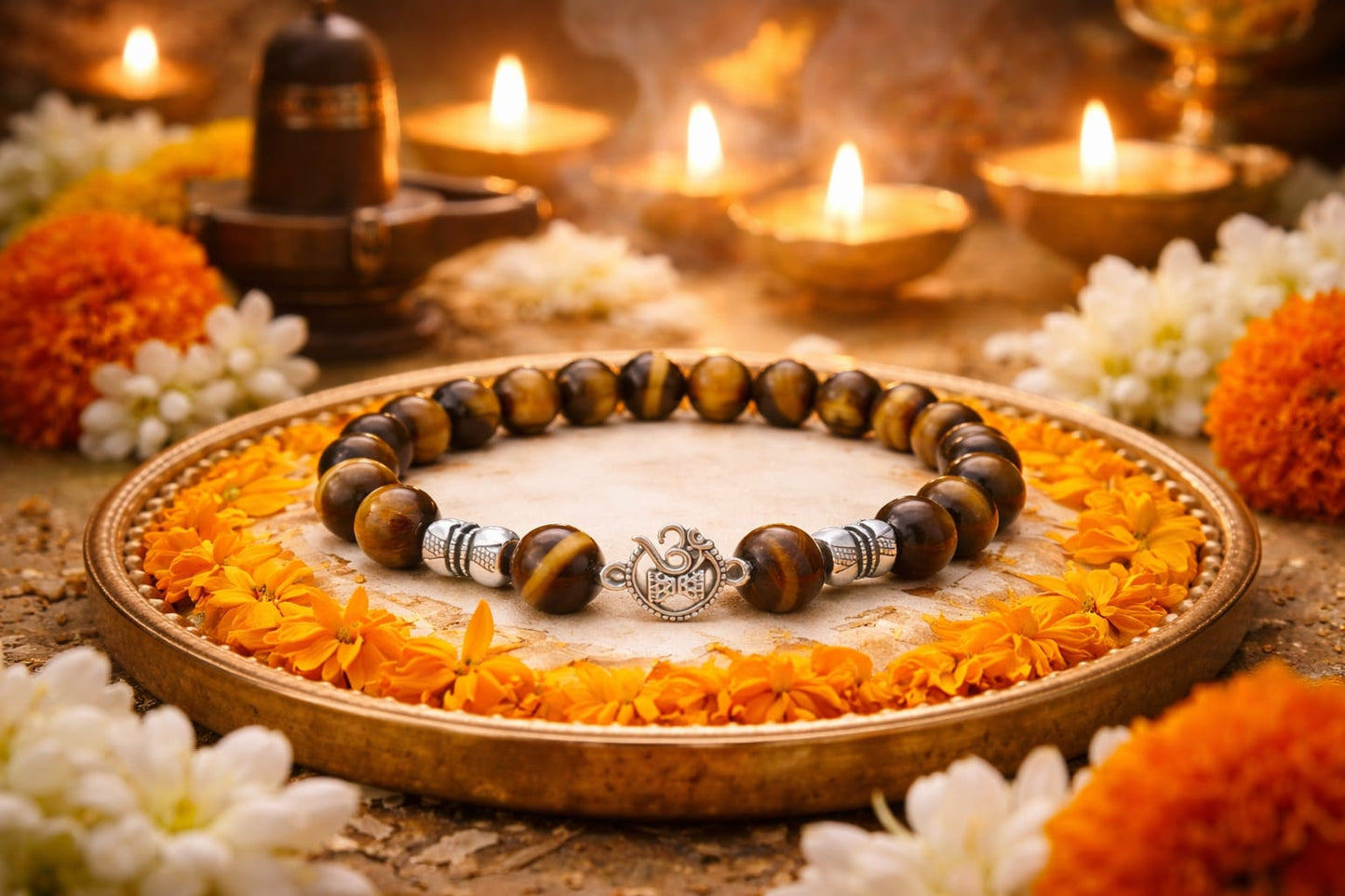 Premium Tiger Eye Natural Crystal Bracelet with 925 Sterling Silver - RatnaSetu