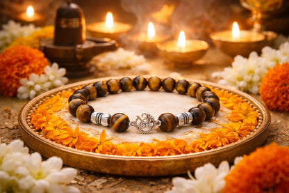 Premium Tiger Eye Natural Crystal Bracelet with 925 Sterling Silver - RatnaSetu