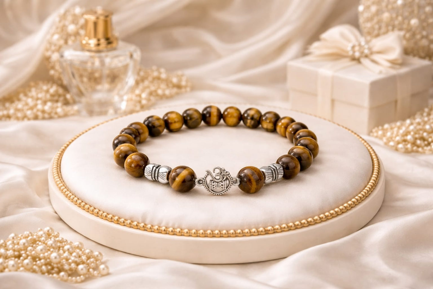 Premium Tiger Eye Natural Crystal Bracelet with 925 Sterling Silver - RatnaSetu
