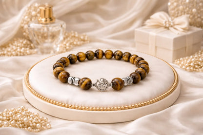 Premium Tiger Eye Natural Crystal Bracelet with 925 Sterling Silver - RatnaSetu