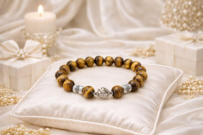Premium Tiger Eye Natural Crystal Bracelet with 925 Sterling Silver - RatnaSetu