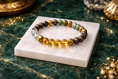 RatnaSetu Dhan Yog Bracelet with Charging Selenite Plate - Complete Wealth Combo