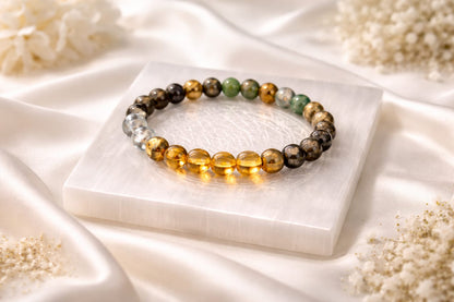 RatnaSetu Dhan Yog Bracelet with Charging Selenite Plate - Complete Wealth Combo