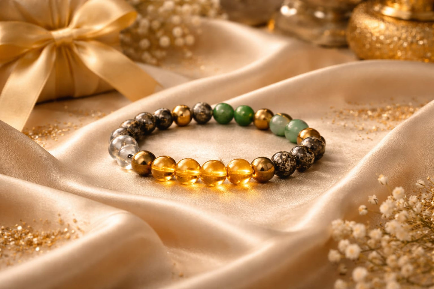 RatnaSetu Dhan Yog Bracelet with Charging Selenite Plate - Complete Wealth Combo