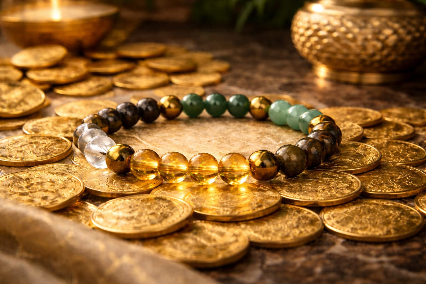 RatnaSetu Dhan Yog Bracelet with Charging Selenite Plate - Complete Wealth Combo