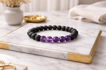 Natural Amethyst and Lava Stone Bracelet for Peace & Anxiety Relief - RatnaSetu