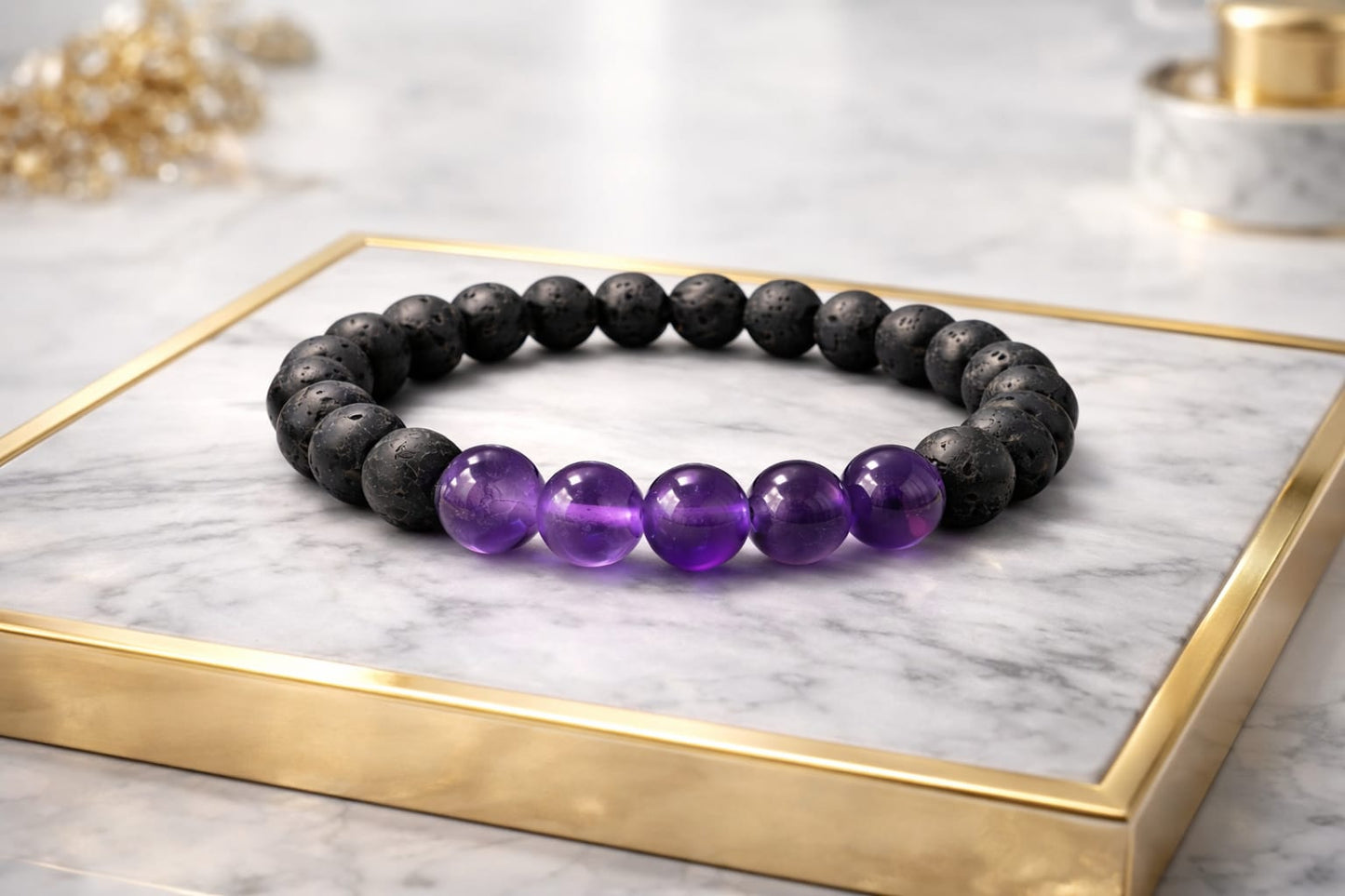 Natural Amethyst and Lava Stone Bracelet for Peace & Anxiety Relief - RatnaSetu