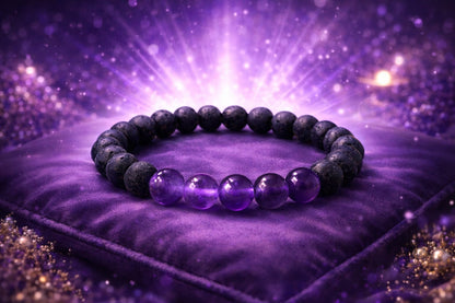Natural Amethyst and Lava Stone Bracelet for Peace & Anxiety Relief - RatnaSetu