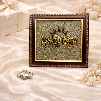 Pyrite 7 Running Horses Vastu Frame and Pyrite Turtle Combo - RatnaSetu
