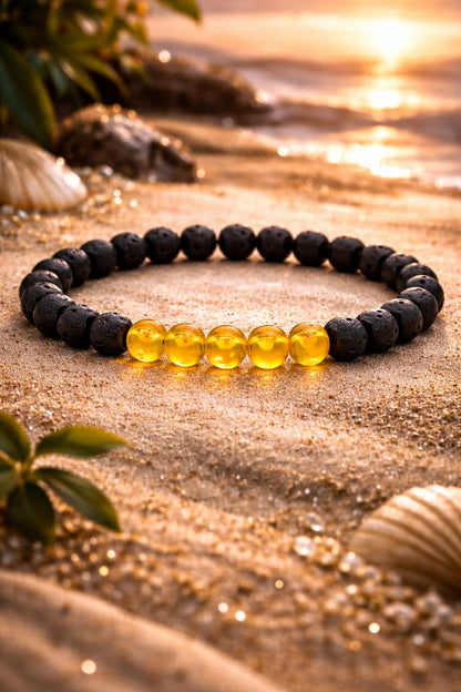 Natural Citrine Lava Stone Bracelet with Citrine Crystal Tree Combo for Wealth & Success - RatnaSetu