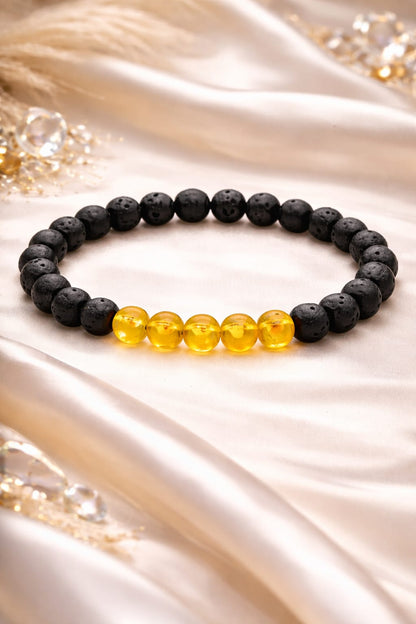 Natural Citrine Lava Stone Bracelet with Citrine Crystal Tree Combo for Wealth & Success - RatnaSetu