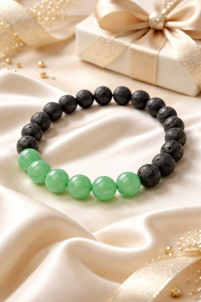 Natural Green Aventurine and Lava Stone Bracelet for Success & Good Luck - RatnaSetu