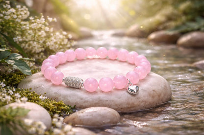 Luxury 925 Silver Rose Quartz Healing Crystal Bracelet for Love & Calm - RatnaSetu