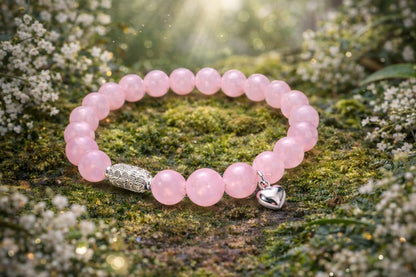 Luxury 925 Silver Rose Quartz Healing Crystal Bracelet for Love & Calm - RatnaSetu