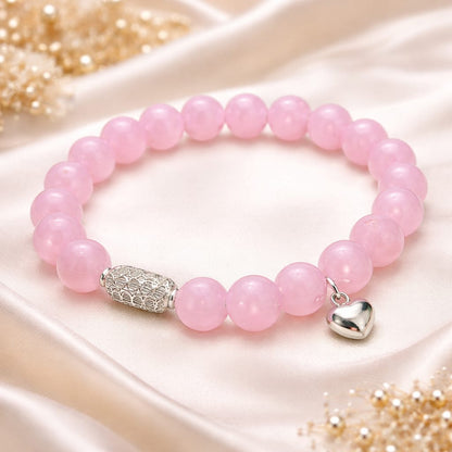 Luxury 925 Silver Rose Quartz Healing Crystal Bracelet for Love & Calm - RatnaSetu