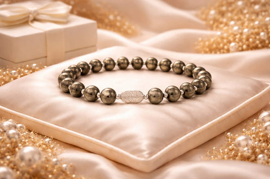 Premium Pyrite Natural Crystal Bracelet with Pure 925 Sterling Silver - RatnaSetu