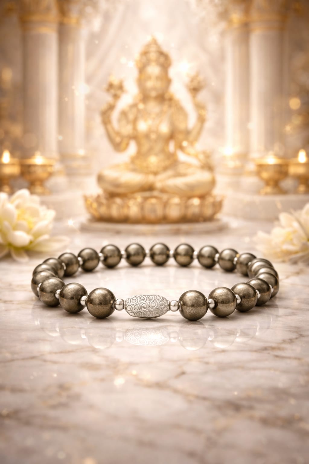 Premium Pyrite Natural Crystal Bracelet with Pure 925 Sterling Silver - RatnaSetu