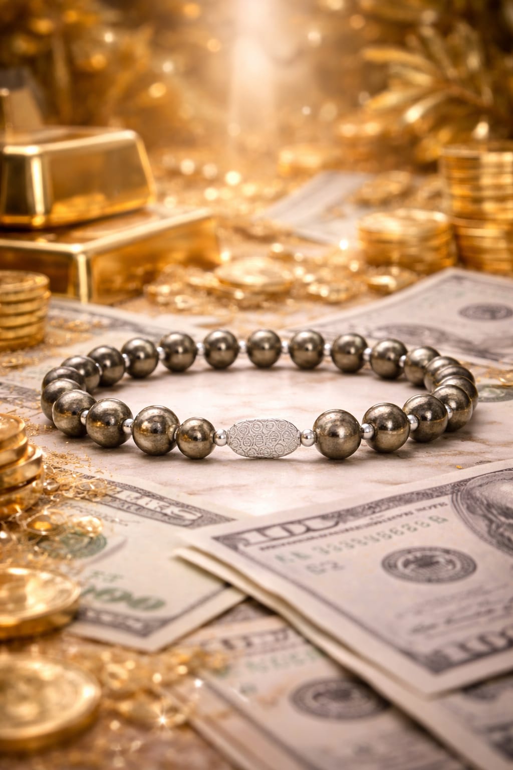 Premium Pyrite Natural Crystal Bracelet with Pure 925 Sterling Silver - RatnaSetu