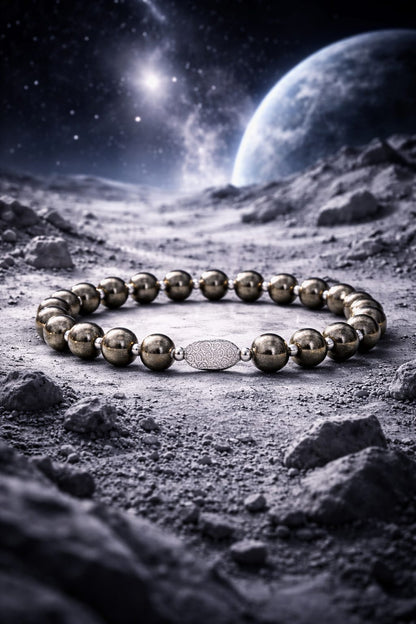 Premium Pyrite Natural Crystal Bracelet with Pure 925 Sterling Silver - RatnaSetu