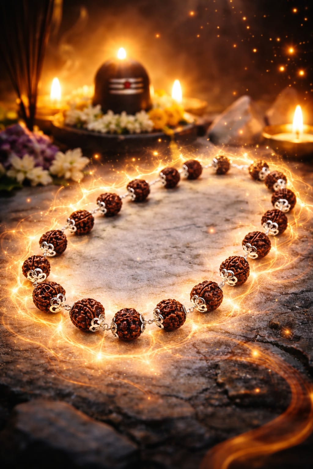 Natural 5 Mukhi Rudraksha Healing Necklace | 21 Premium Beads with Capping