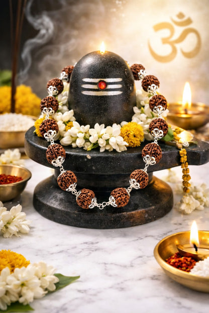 Natural 5 Mukhi Rudraksha Healing Necklace | 21 Premium Beads with Capping