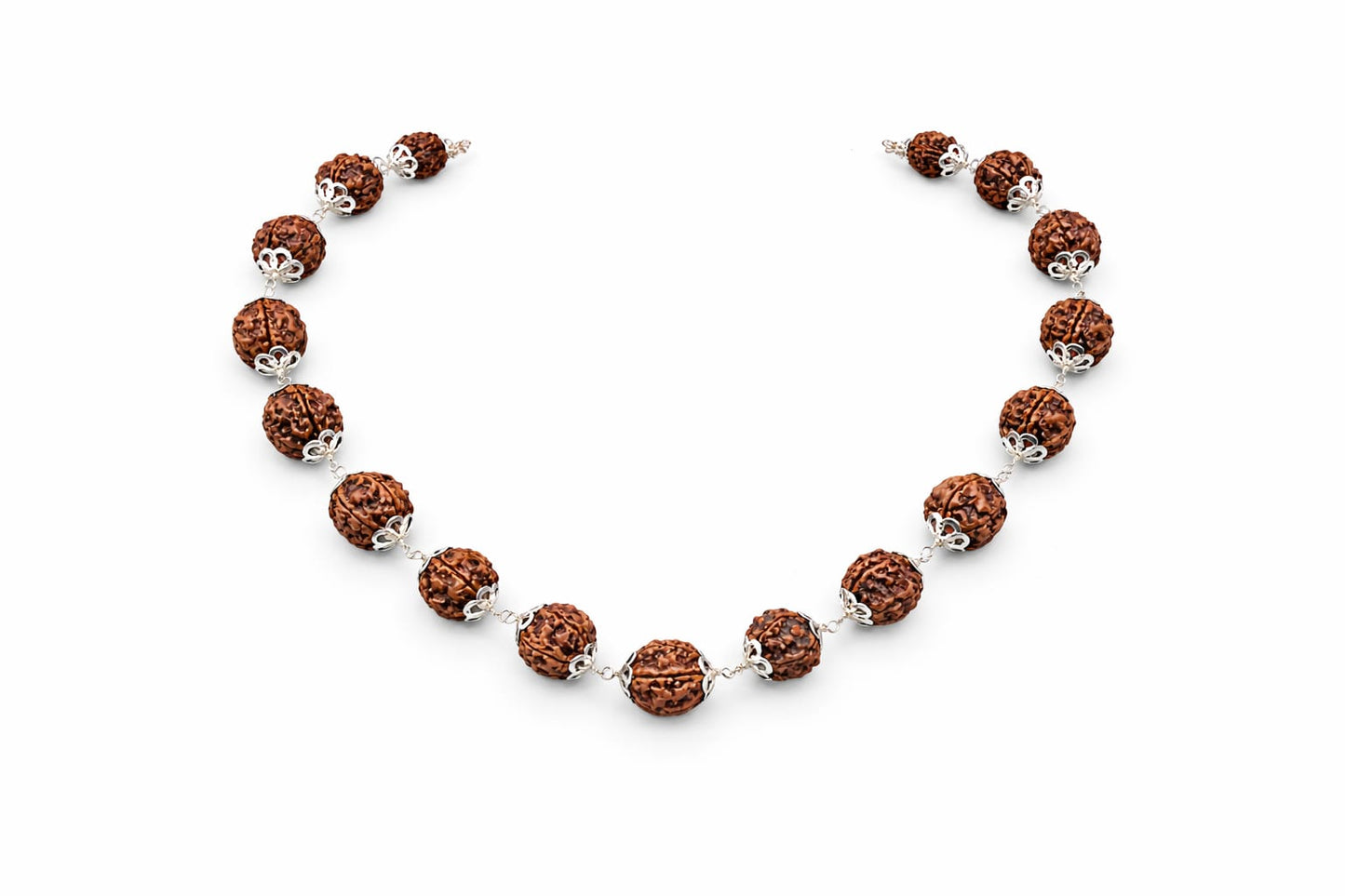 Natural 5 Mukhi Rudraksha Healing Necklace | 21 Premium Beads with Capping