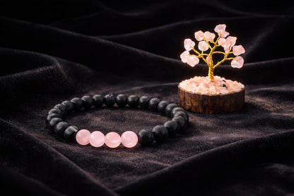 Natural Rose Quartz and Lava Stone Bracelet for Love & Anxiety Relief - RatnaSetu