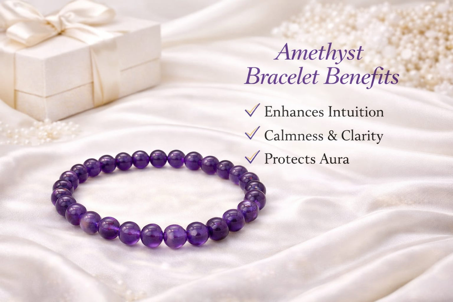 Original Amethyst Bracelet for Peace & Anxiety Relief by RatnaSetu - Certified