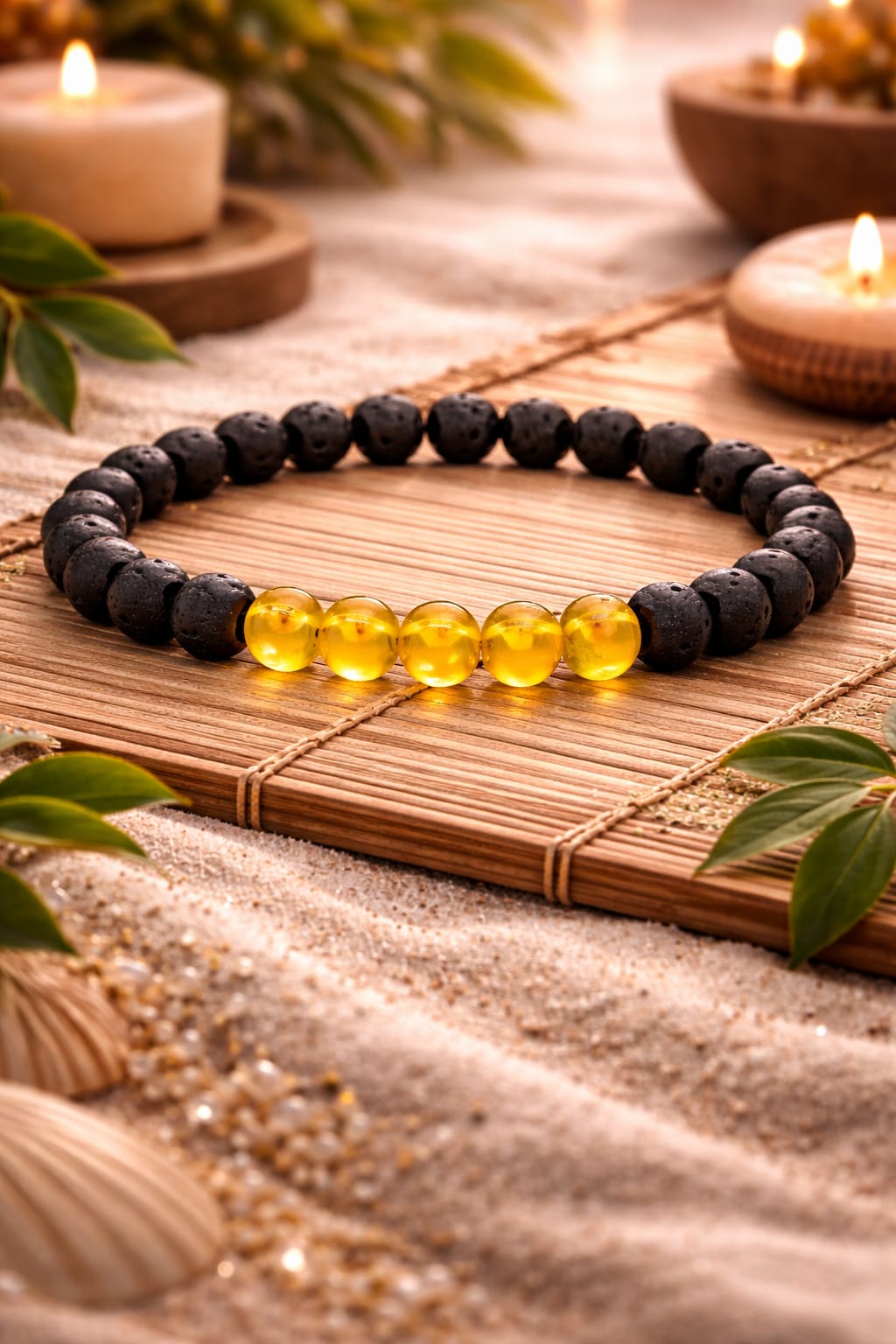 Natural Citrine and Lava Stone Bracelet for Wealth & Success - RatnaSetu