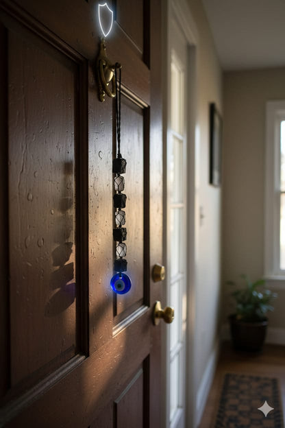 Black Tourmaline & Selenite Evil Eye Protection Door Hanging for Home - RatnaSetu