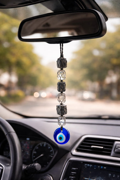 Black Tourmaline & Selenite Evil Eye Protection Door Hanging for Home - RatnaSetu