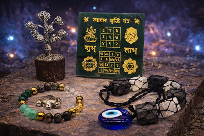 Vypar Vridhi Kit: Pyrite Tree, Pyrite Turtle, Vypar Vridhi Yantra, Dhanyog Bracelet & Evil Eye - RatnaSetu
