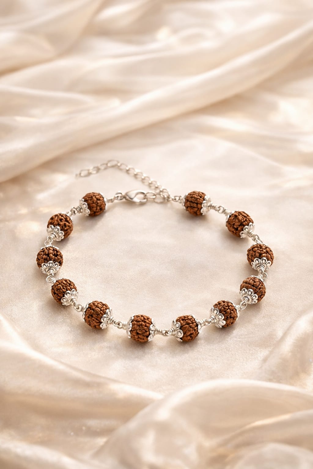 Original 5 Mukhi Rudraksha Bracelet with Metal Caps by RatnaSetu - Certified & Natural | Ratnasetu
