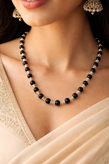 Original Karungali Mala with Premium Silver-Plated Caps - RatnaSetu