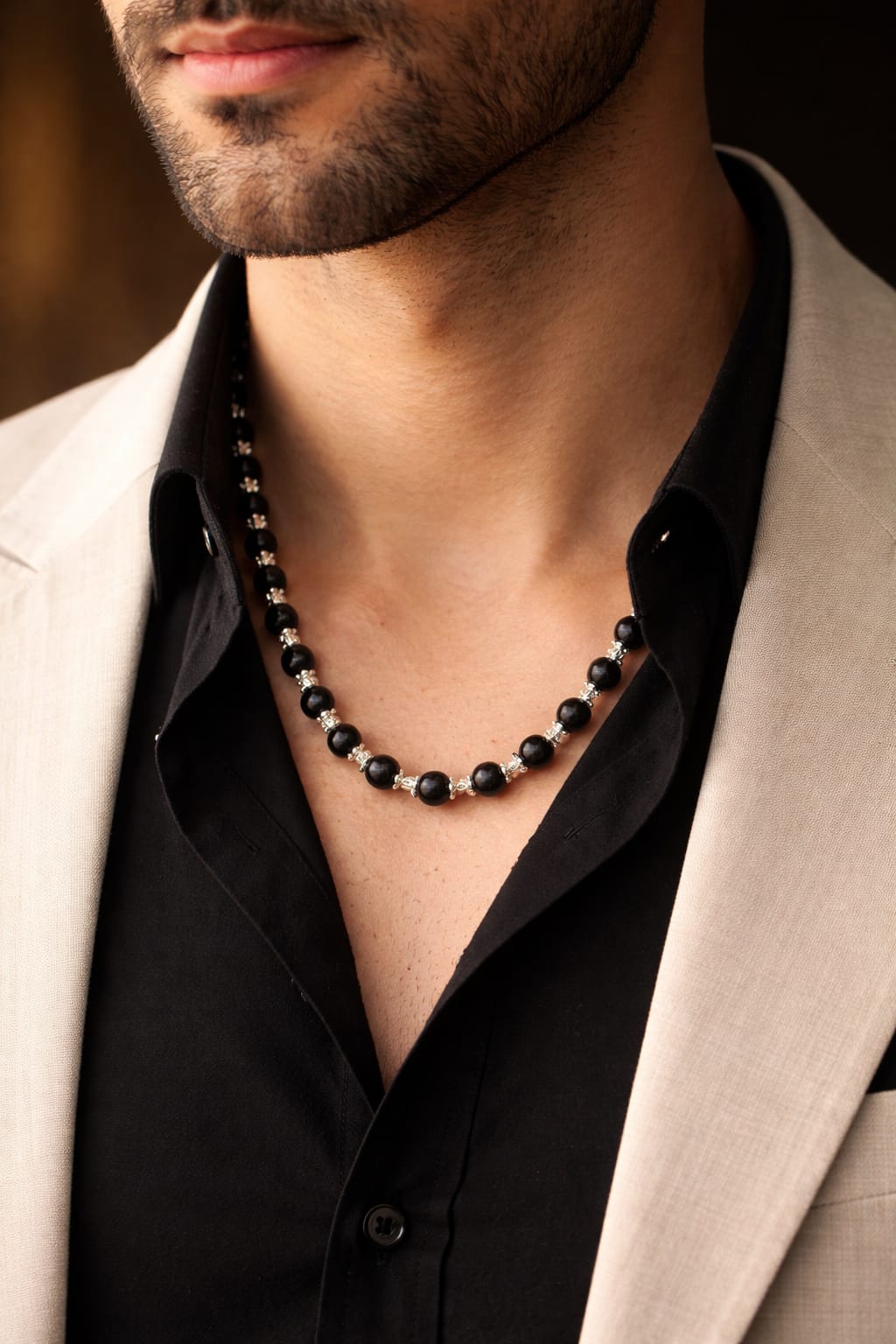Original Karungali Mala with Premium Silver-Plated Caps - RatnaSetu