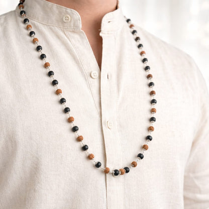 Original Rudraksha & Karungali Mala with Premium Metal Caps - RatnaSetu