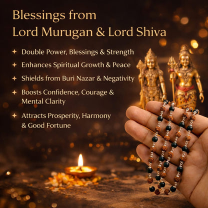 Original Rudraksha & Karungali Mala with Premium Metal Caps - RatnaSetu