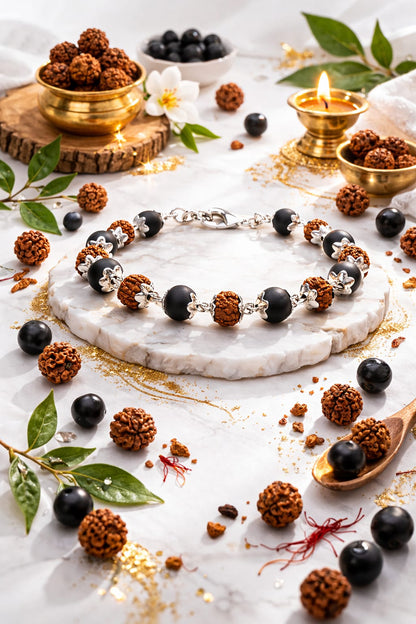 Original Karungali Rudraksha Bracelet with Metal Caps for Positive Energy & Success - RatnaSetu