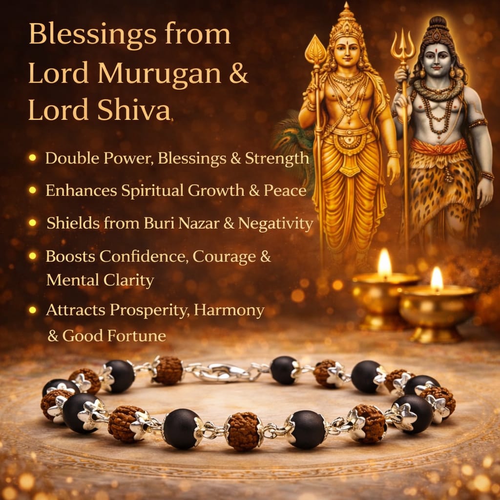 Original Karungali Rudraksha Bracelet with Metal Caps for Positive Energy & Success - RatnaSetu