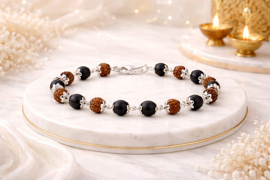 Original Karungali Rudraksha Bracelet with Metal Caps for Positive Energy & Success - RatnaSetu