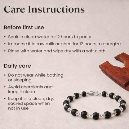 Original Karungali Wood Bracelet with Metal Caps for Success & Protection - RatnaSetu